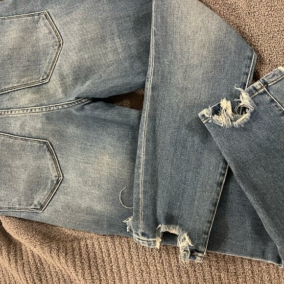 Blue jeans, straight leg, distressed bottoms - Picture 5 of 5